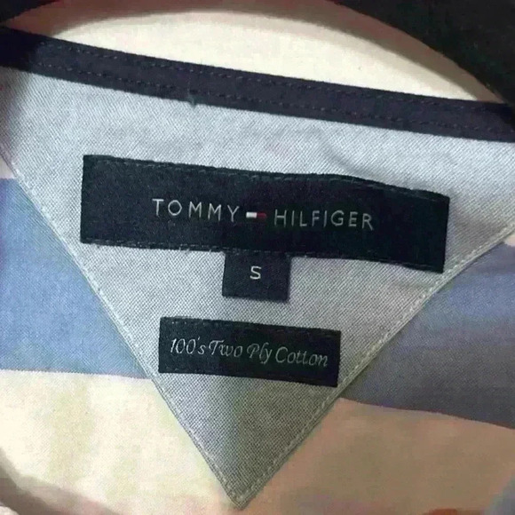Tommy Hilfiger Multicolored Striped 2 Ply Cotton Long Sleeve Button Down - Picture 4 of 6